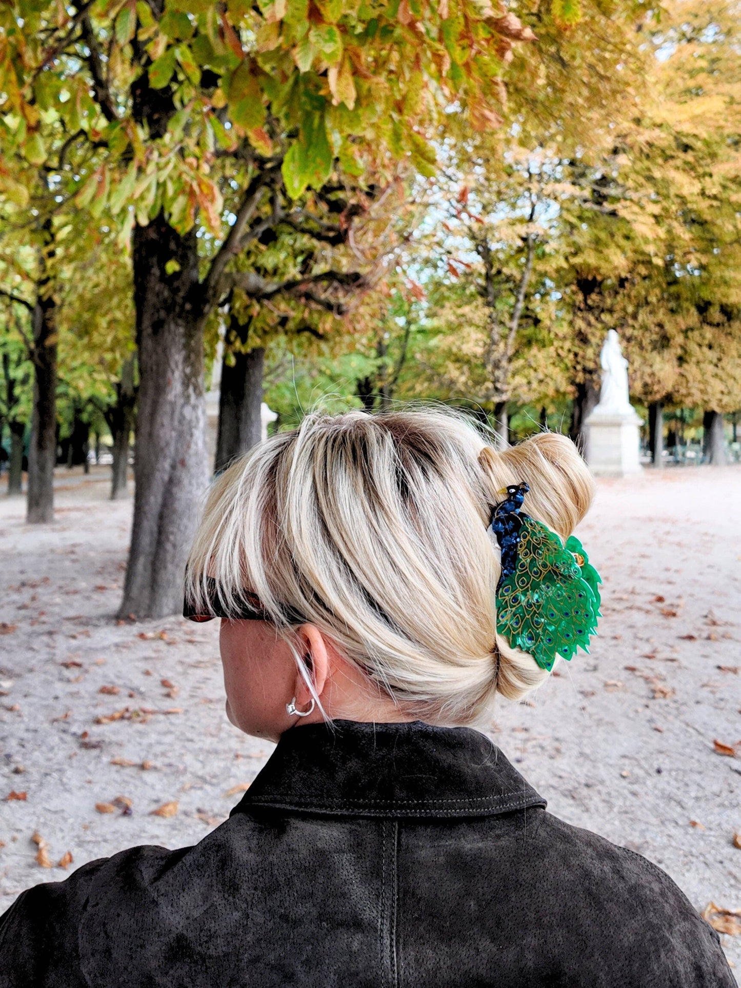Hand-painted Peacock Claw Hair Clip | Eco-Friendly