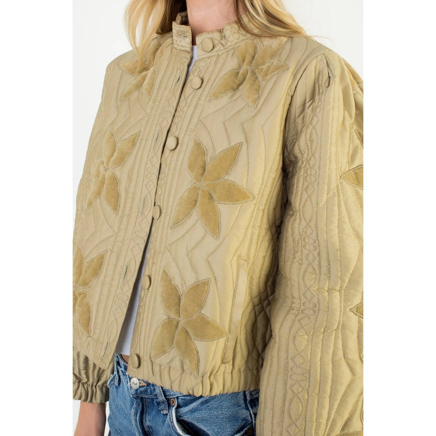 Peace FlowerQuilted Floral Jacket