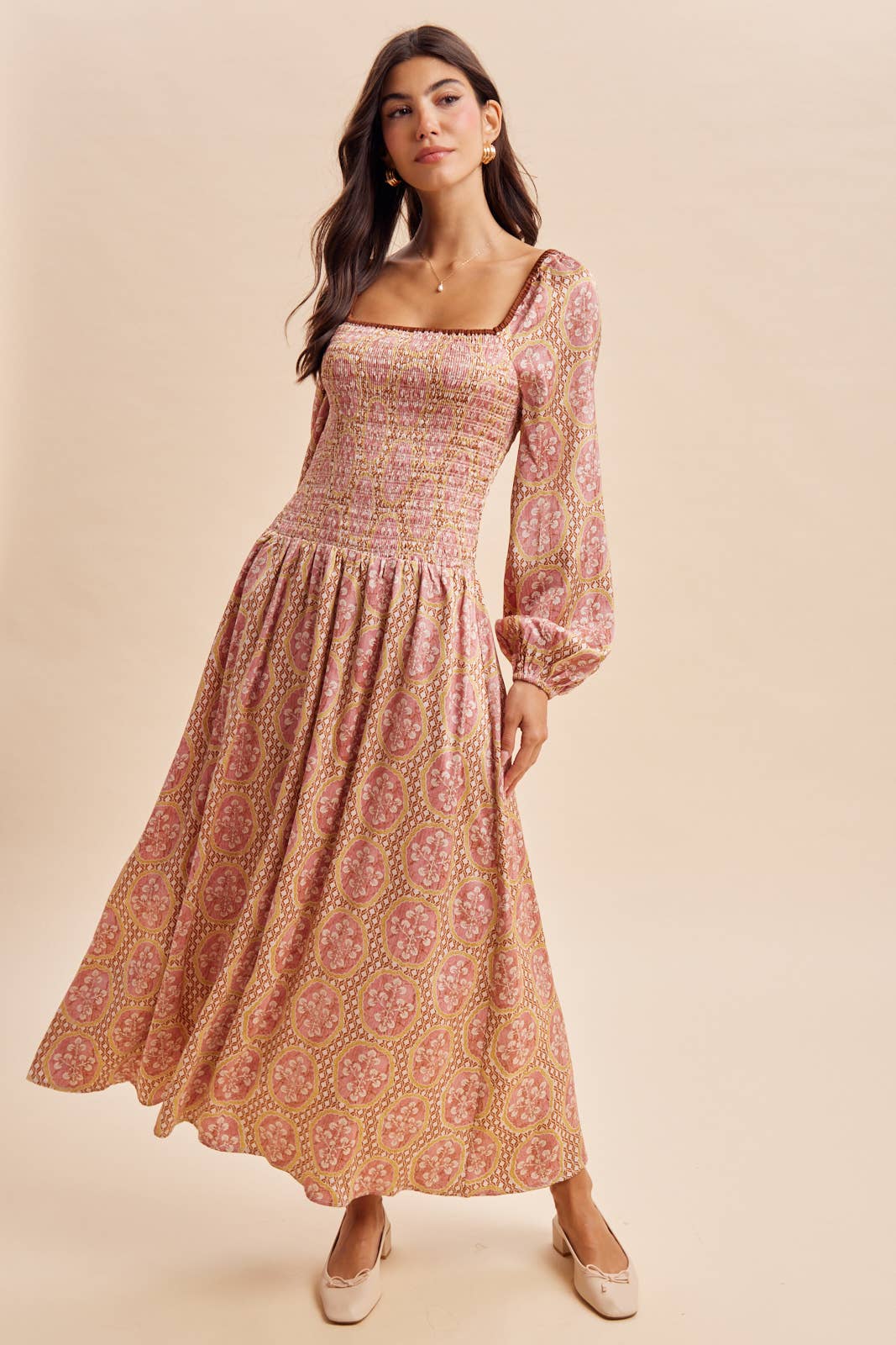 Mulberry Smocked Maxi Dress