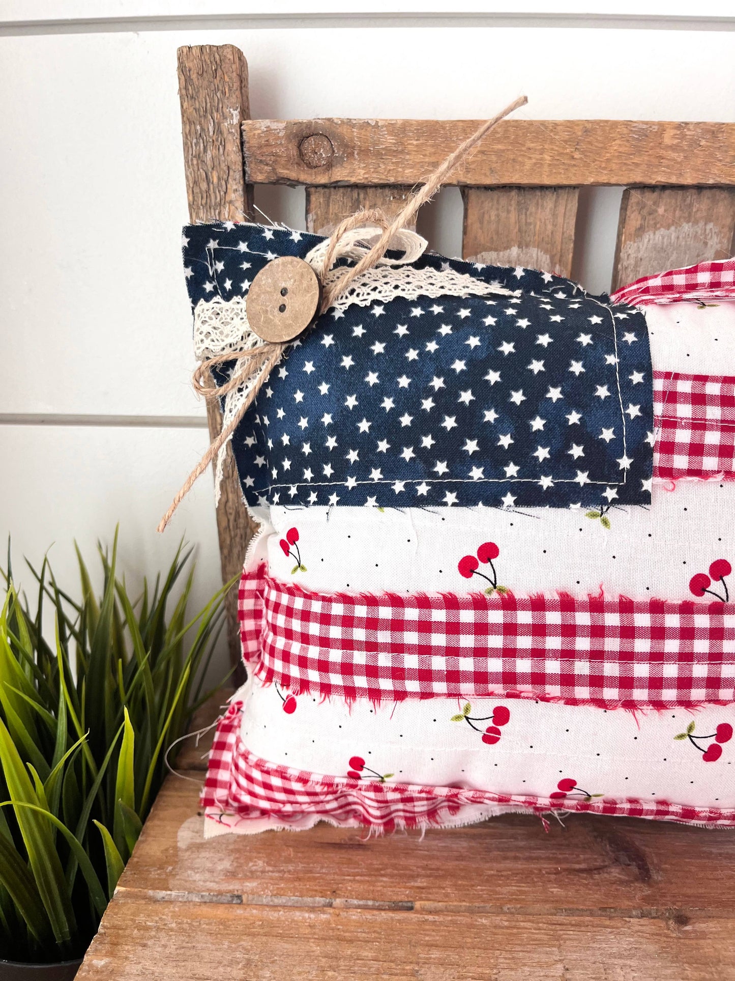 Patriotic Cherry Flag  Pillow