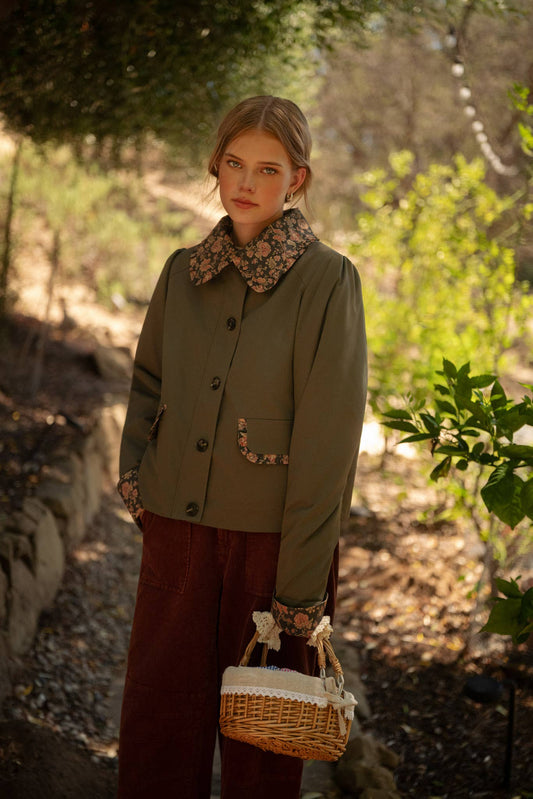 Floral Collar Utility Jacket