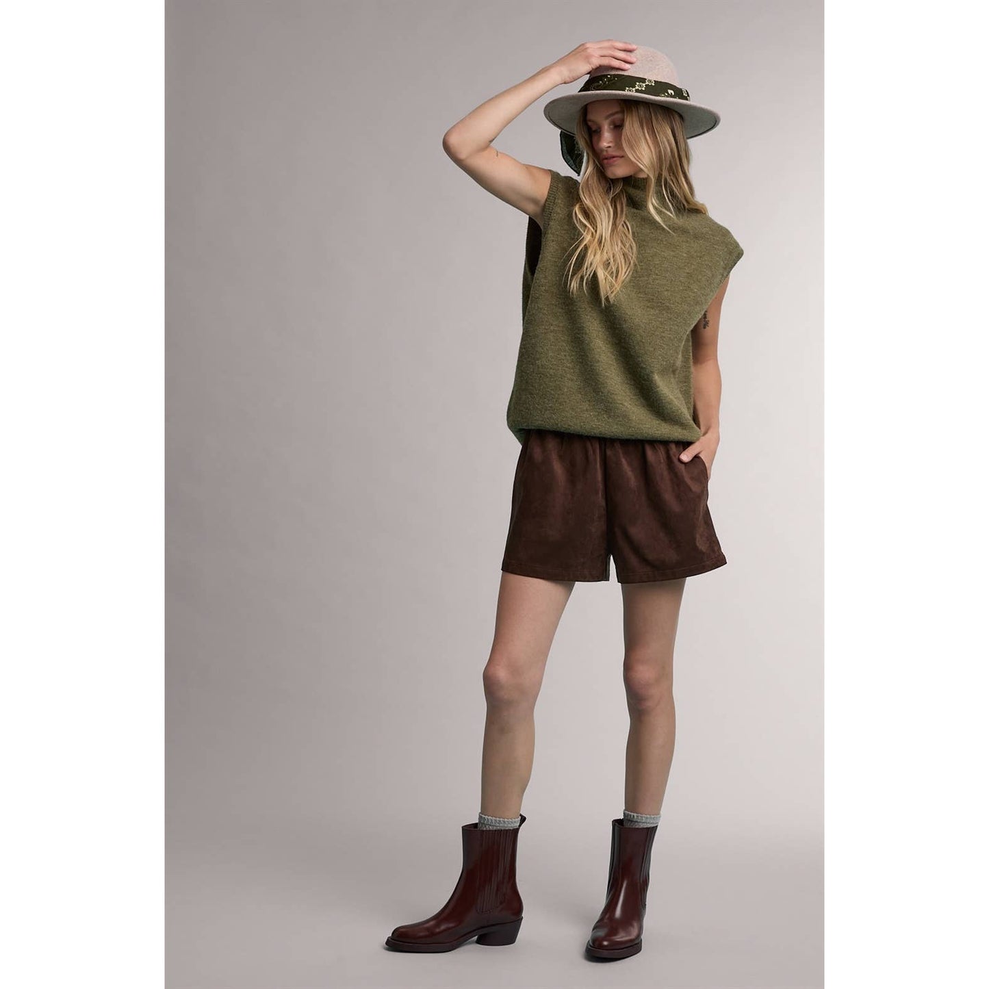 Olive Mock Sweater Vest
