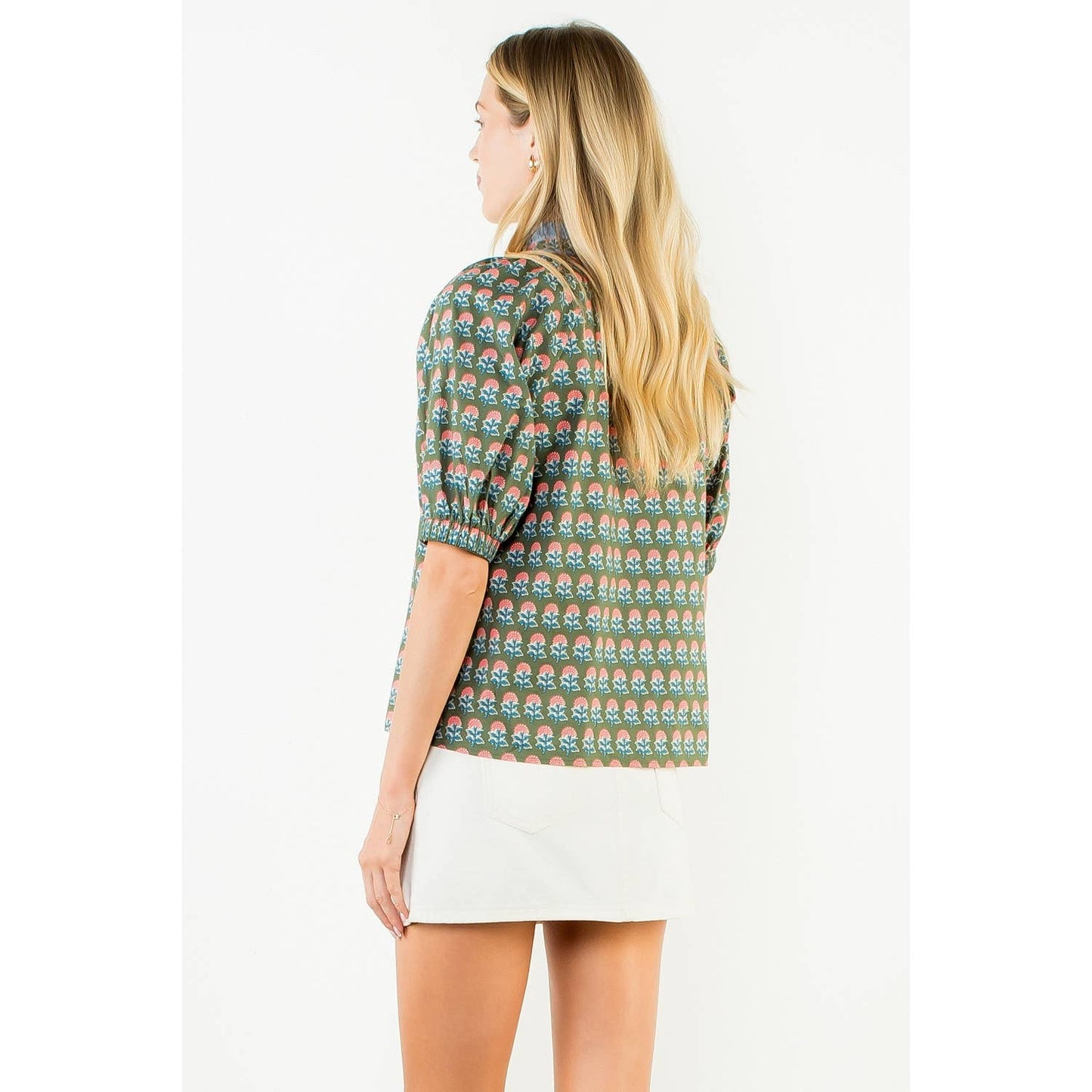 Ruffled Neck Flower Top