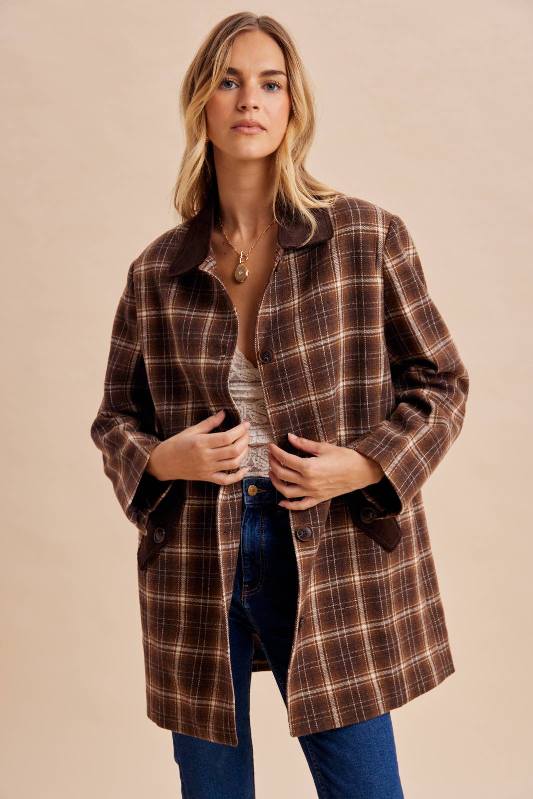 Brown Plaid Barn Jacket