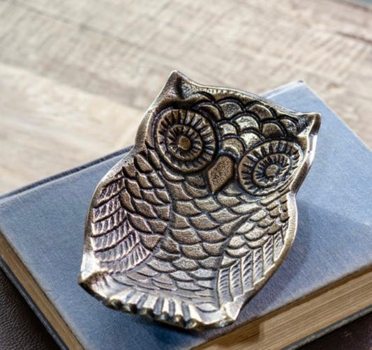 Antique Brass Owl Tray