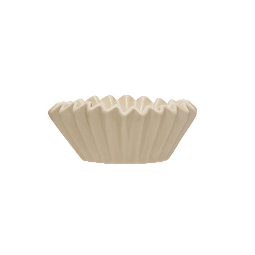 Crafted White Fluted Bowl