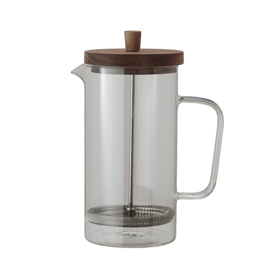 Glass & Wood Lid French Press