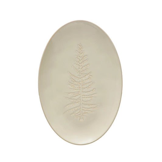 Oval White Tree Platter