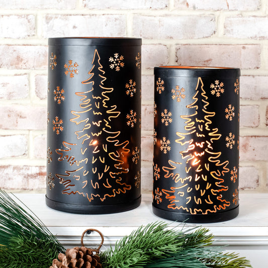 Black & Copper Snowflake Lanterns