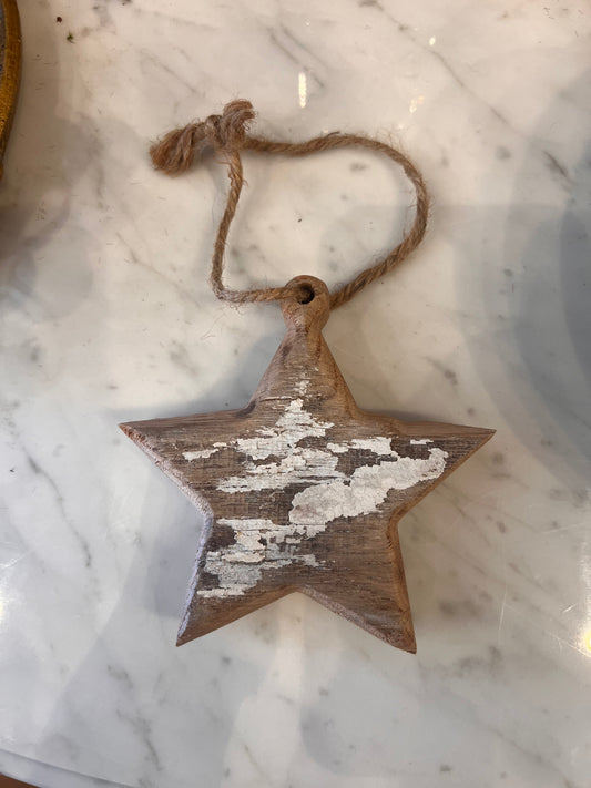 Rustic White Chippy Star Ornament