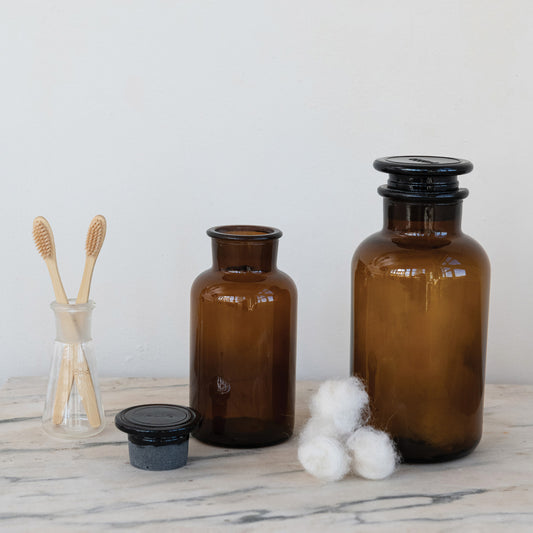 Brown Glass Bottle w/Stopper