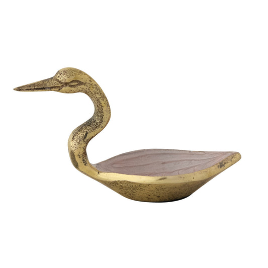 Gold Finish Swan with Blush Bowl
