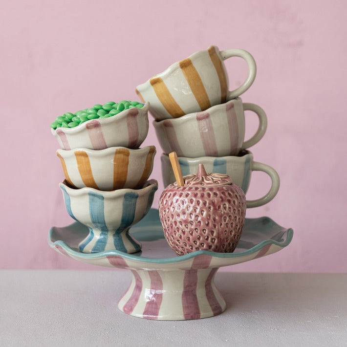 Strawberry Stoneware Jar w/Bamboo Spoon
