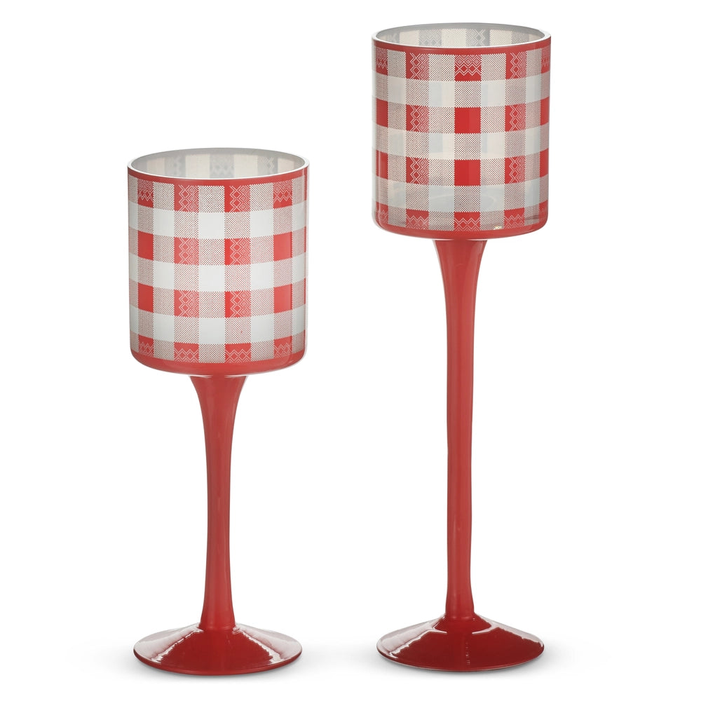 Red Gingham Candle Holders