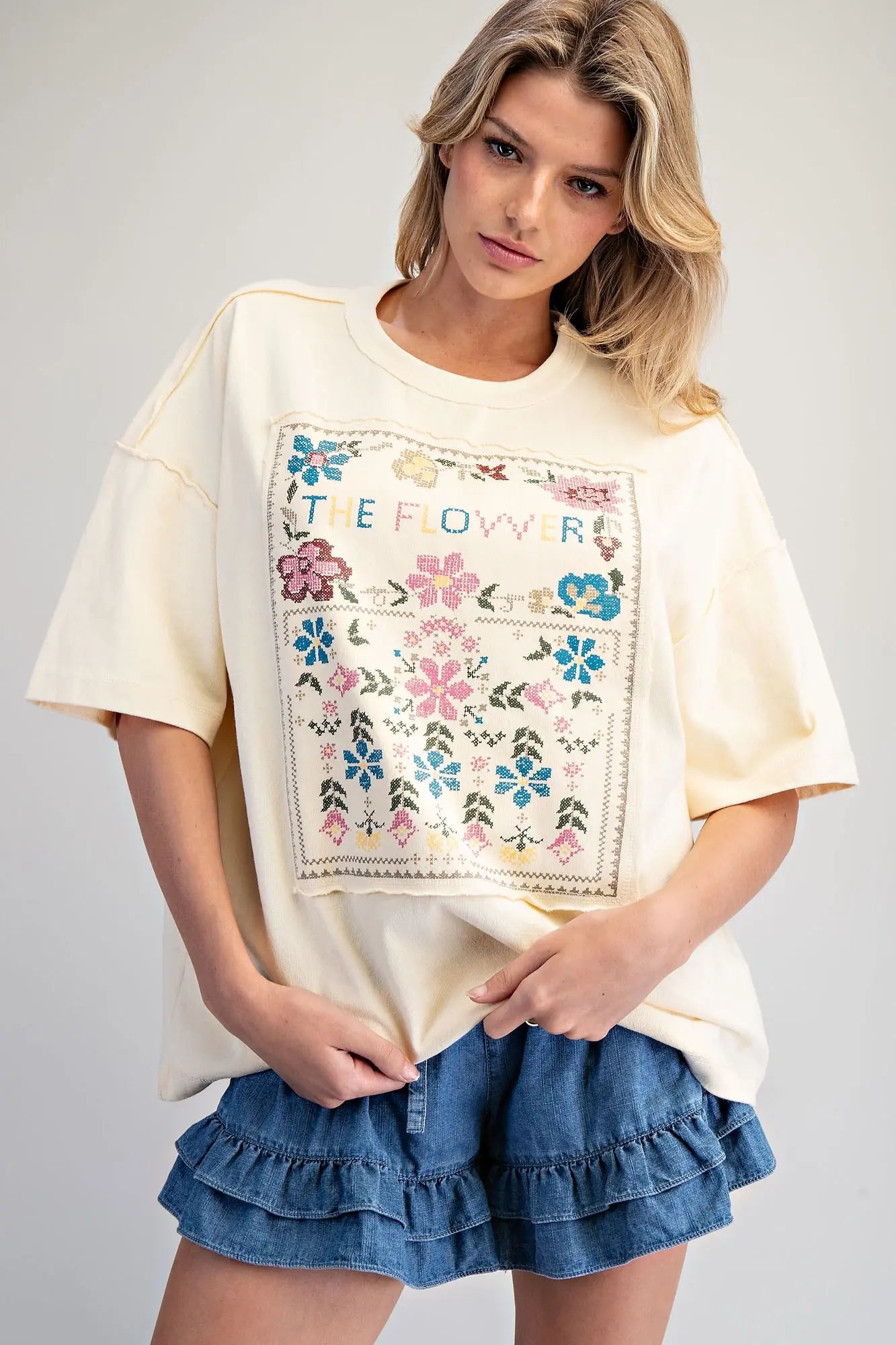 Embroidered Flower Tee