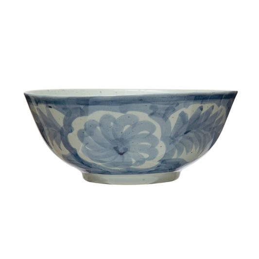 Blue Cottage Floral Stoneware Bowl