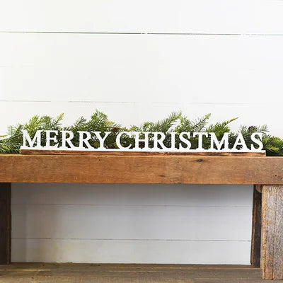 Merry Christmas White Wood Sign