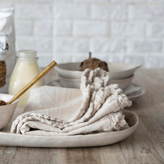 Crackle Glazed Stoneware Plate