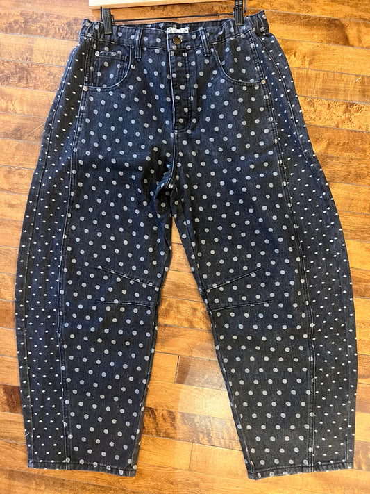 Polka Dot Washed Black Denim