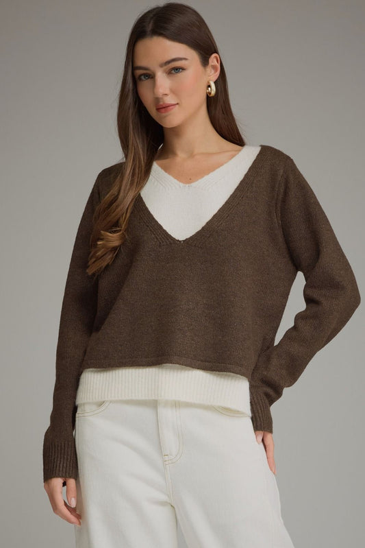 Two Toned Contrast Sweater