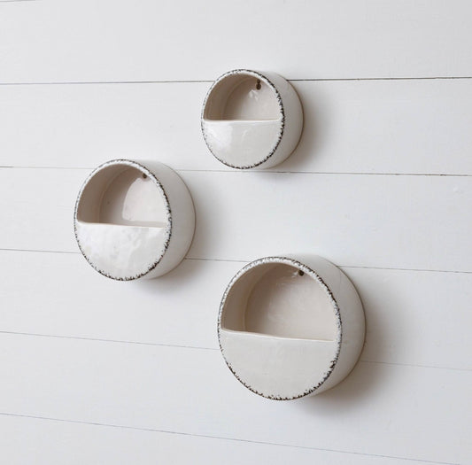 White Distressed Wall Planters
