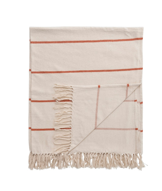 Rust Striped Cotton Throw