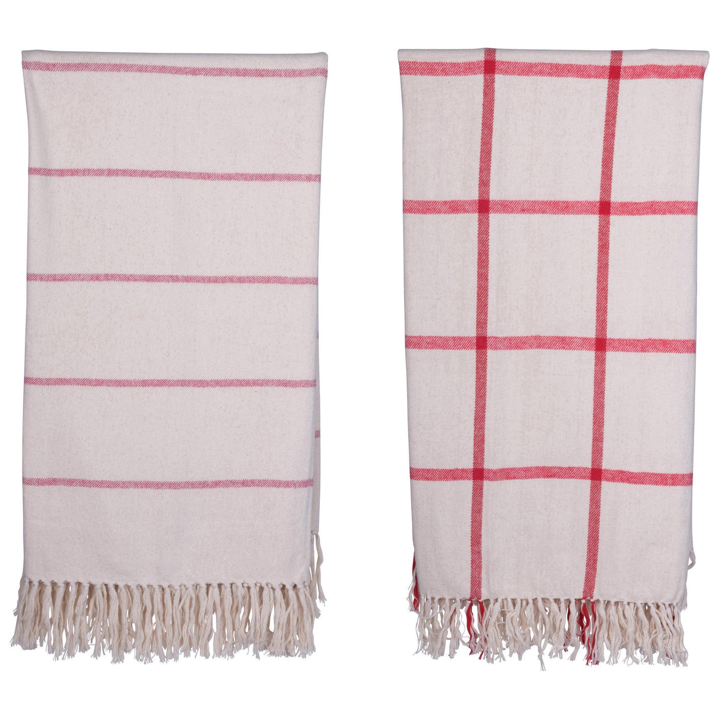 Classic Red Strip Throw with Fringe