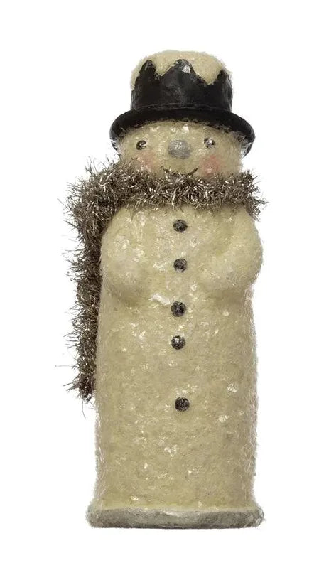 Snowman with Tinsel Scarf and Glitter