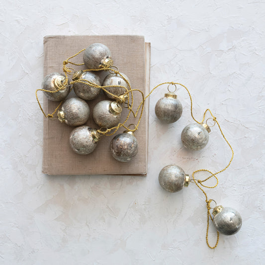 Silver Finish Glass Ball Ornament Garland