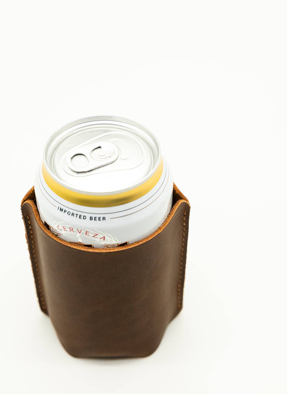 Leather Sewn Can Cooler