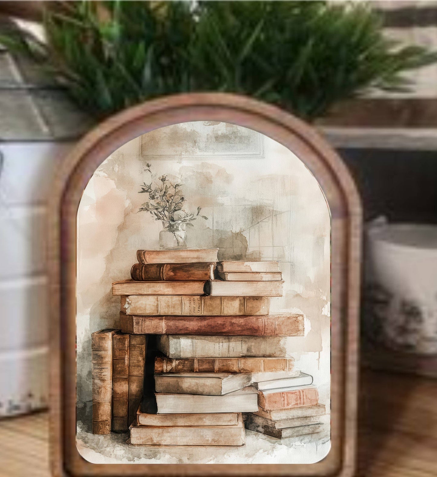 Arch Top Books Framed Art