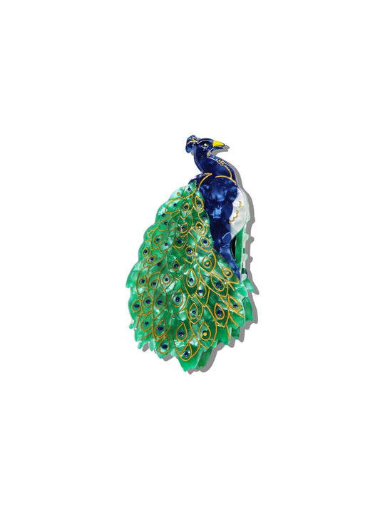 Hand-painted Peacock Claw Hair Clip | Eco-Friendly