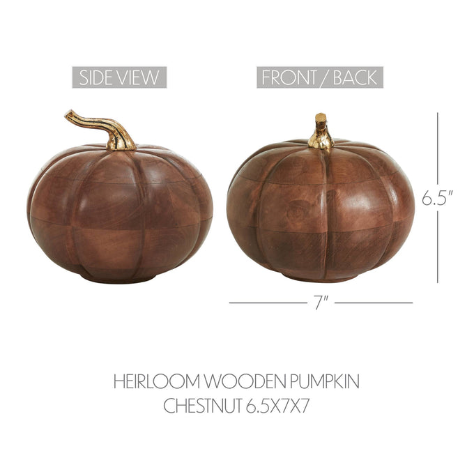 7” Chestnut Wood Pumpkin