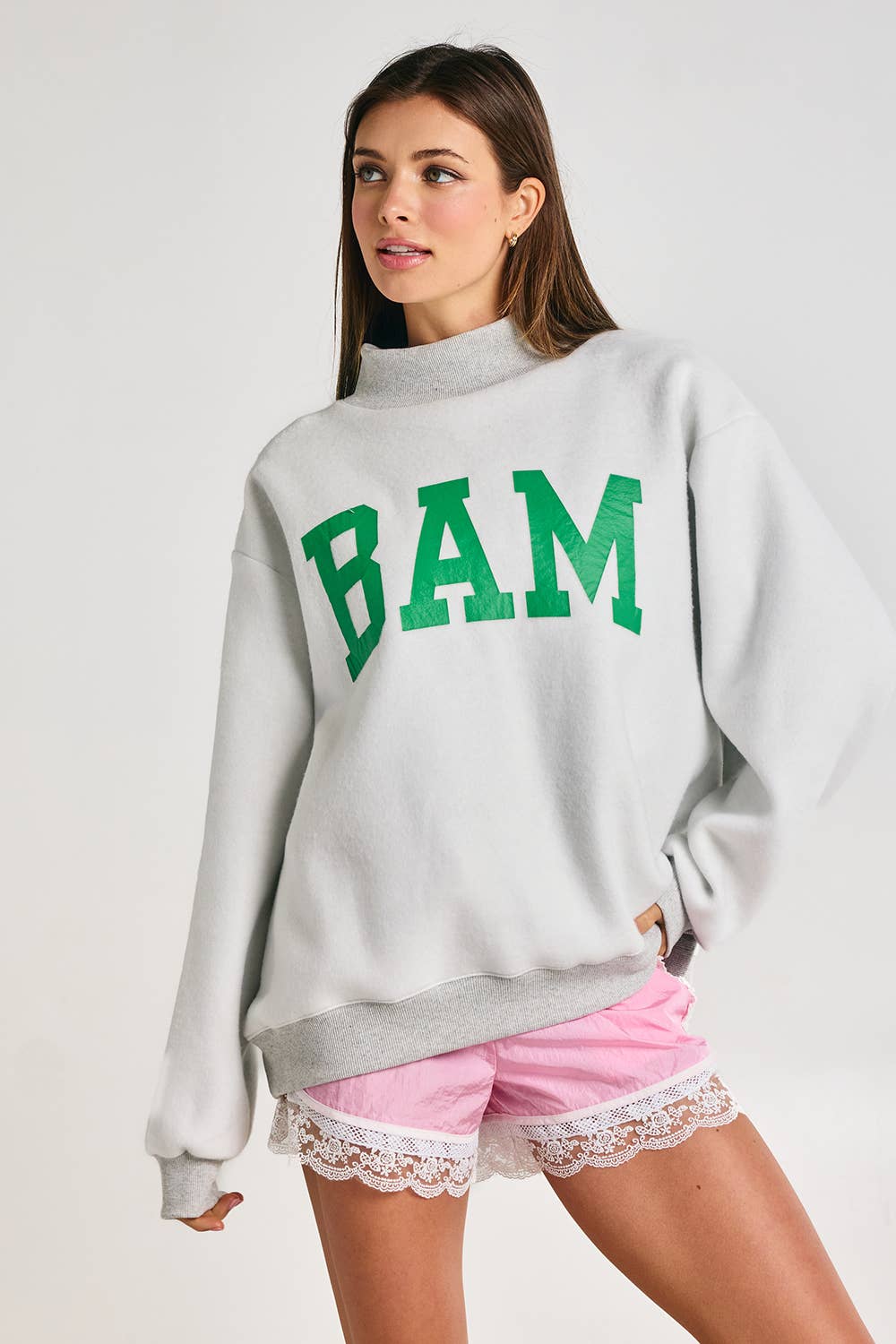 Reversible "MAHJ"&"BAM" Mock Neck Sweatshirt