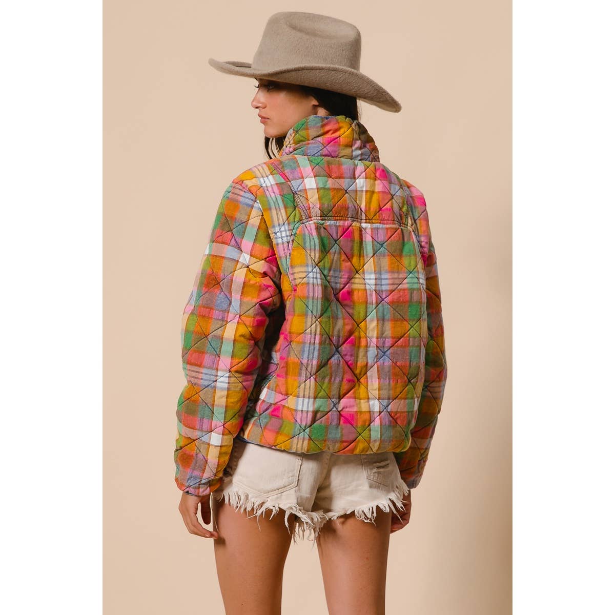 Bleachrd Rainbow Quilted Jacket