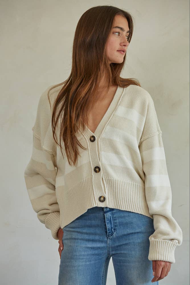 Olive Striped Cardigan