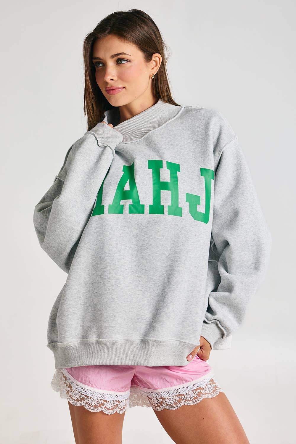 Reversible "MAHJ"&"BAM" Mock Neck Sweatshirt