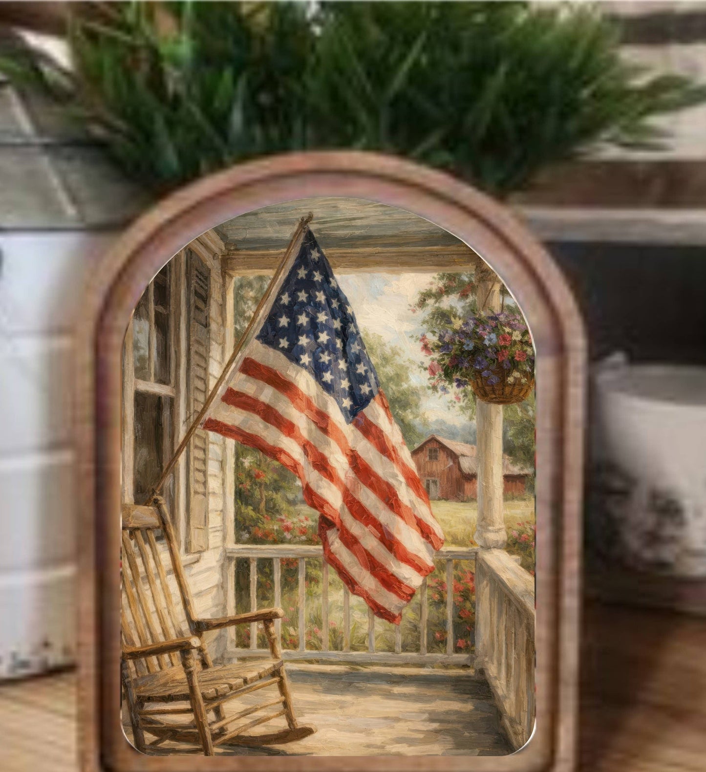 Arch Top Porch Flag Framed Art