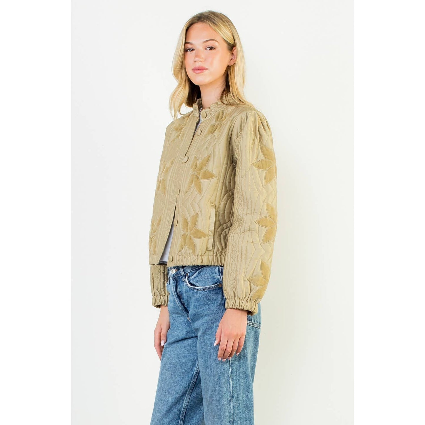 Peace FlowerQuilted Floral Jacket