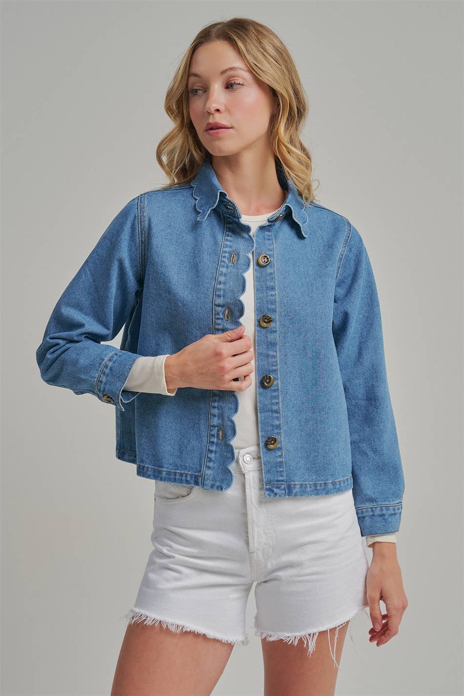 Scallop Denim Jacket