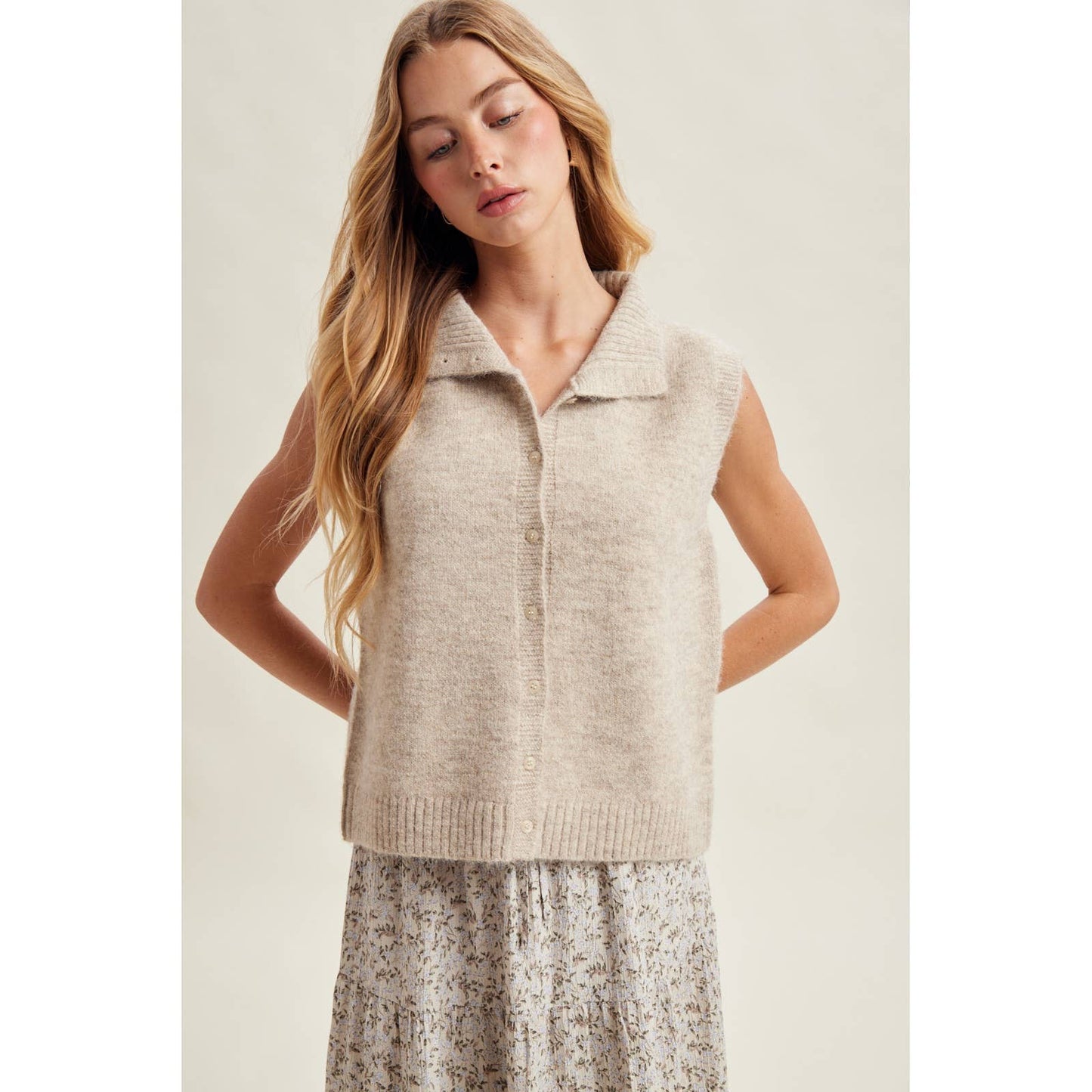 Ashleigh Collared Button Down Sweater Vest