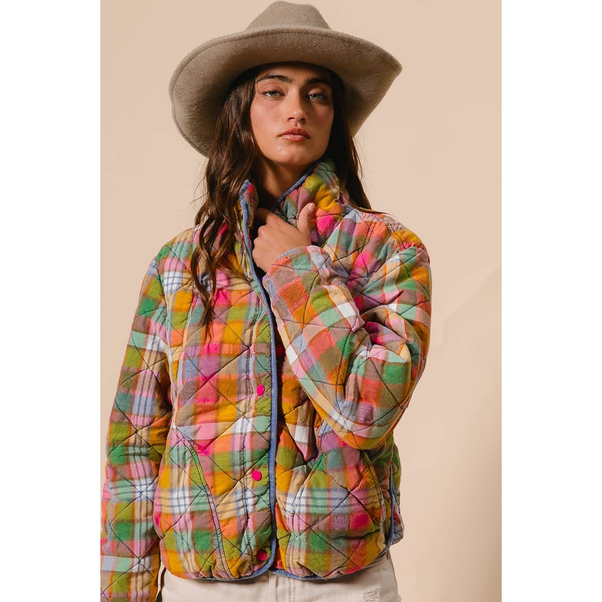 Bleachrd Rainbow Quilted Jacket