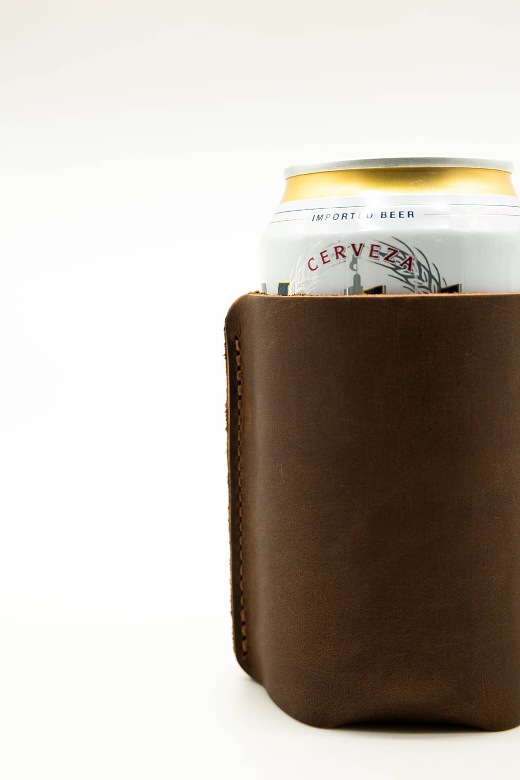 Leather Sewn Can Cooler