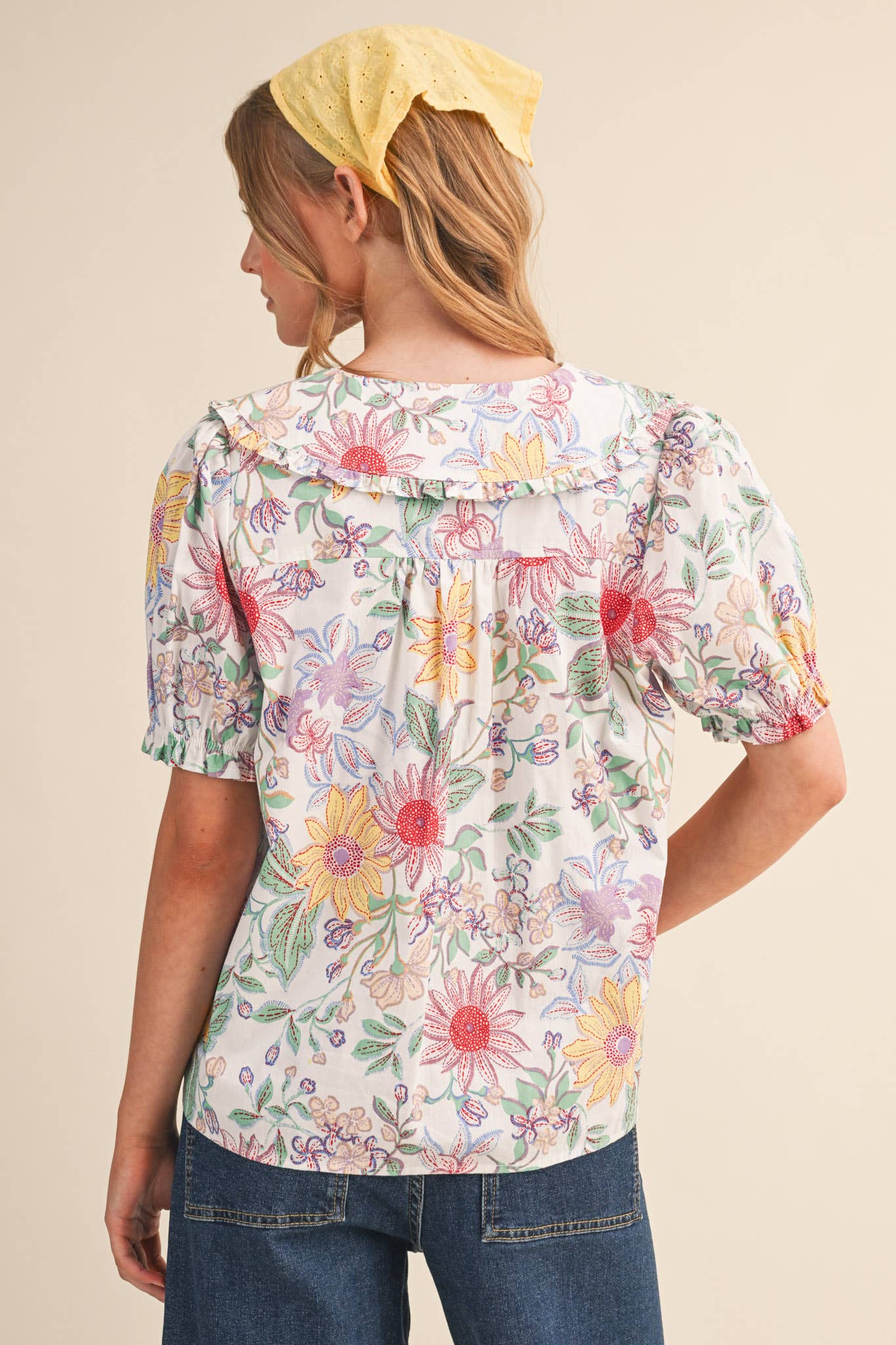 FLORAL PRINT DOLL COLLAR BUTTON DOWN