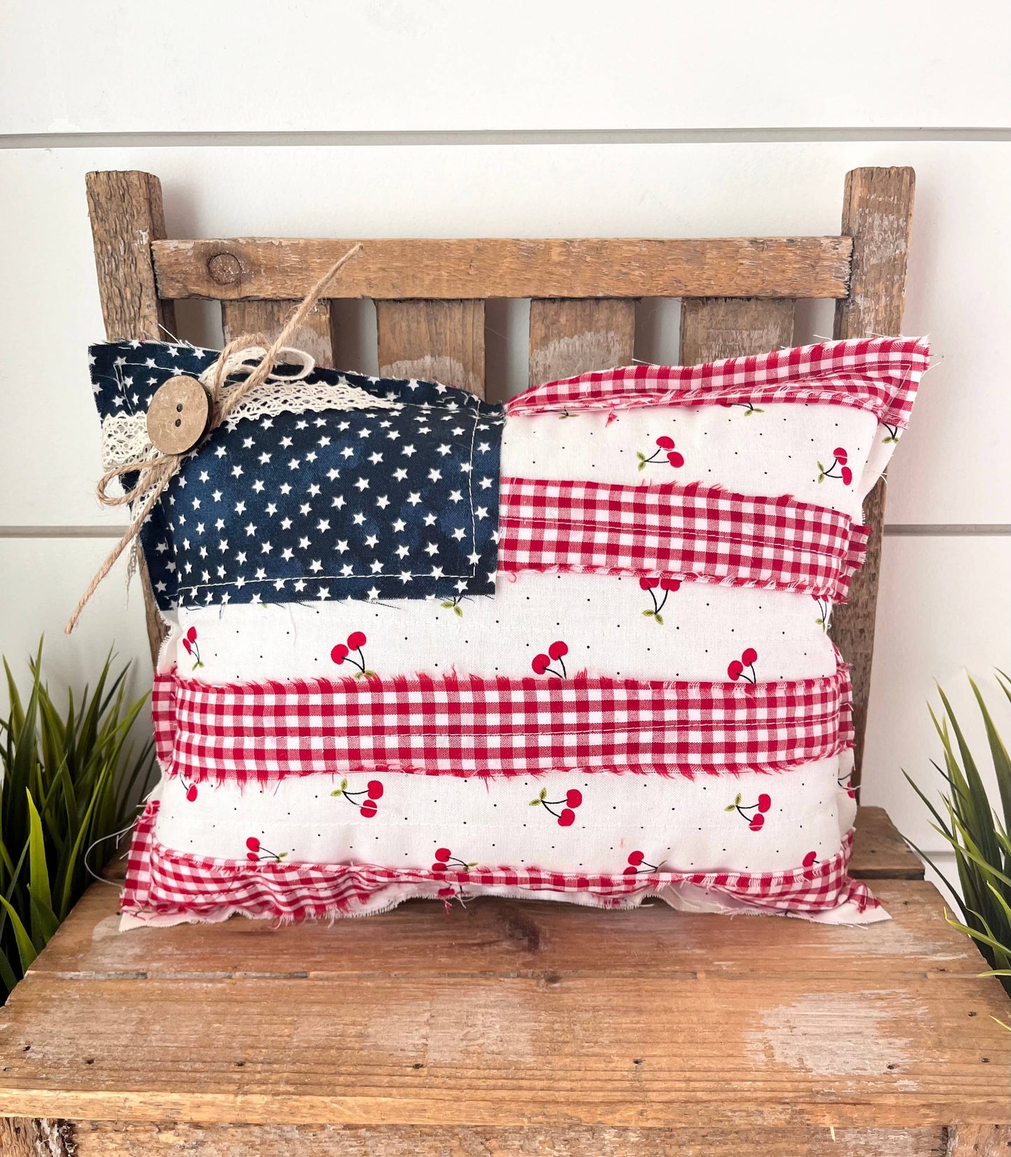 Patriotic Cherry Flag  Pillow