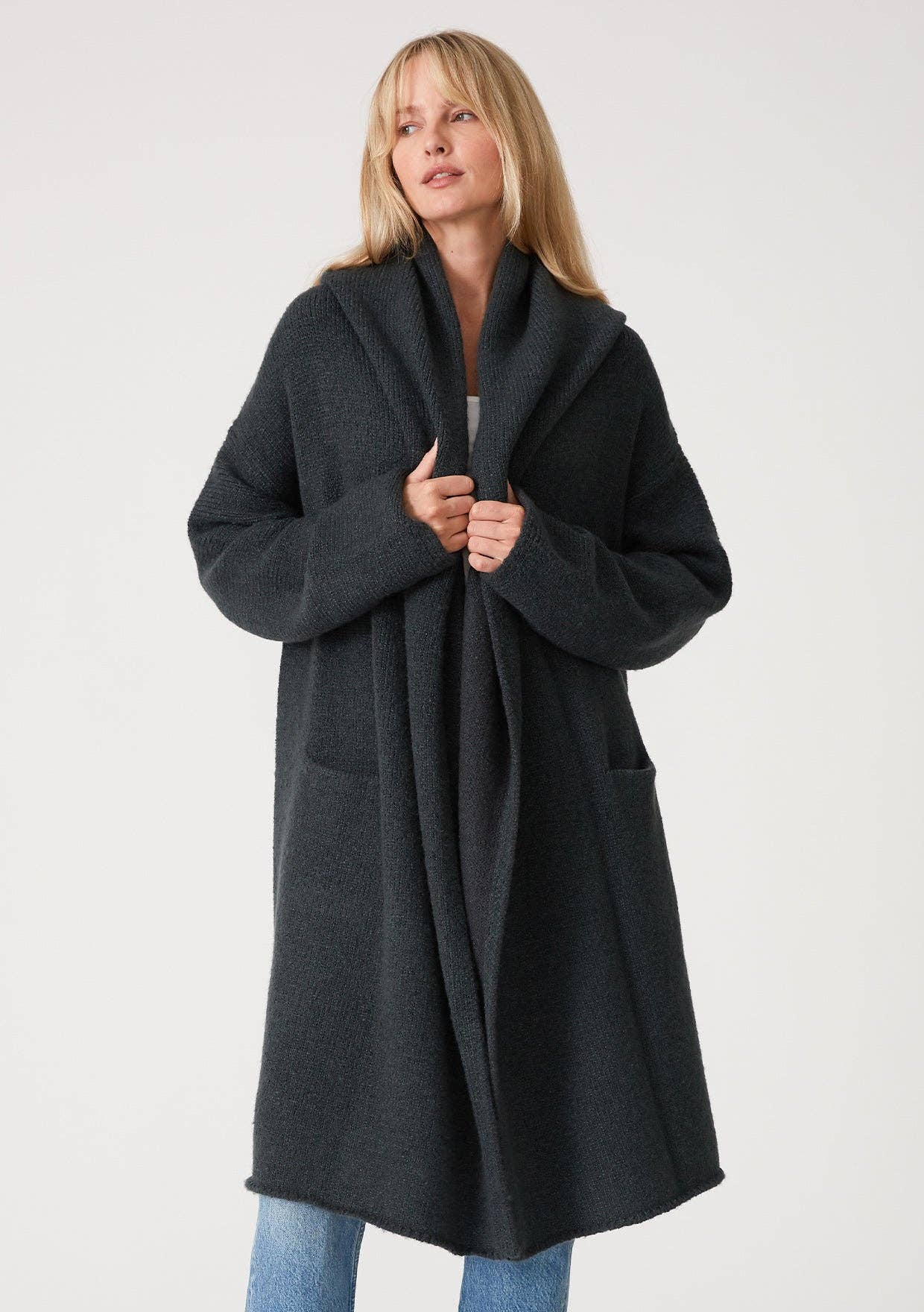 Cozy Oversized Two Pocket Hooded Cardigan