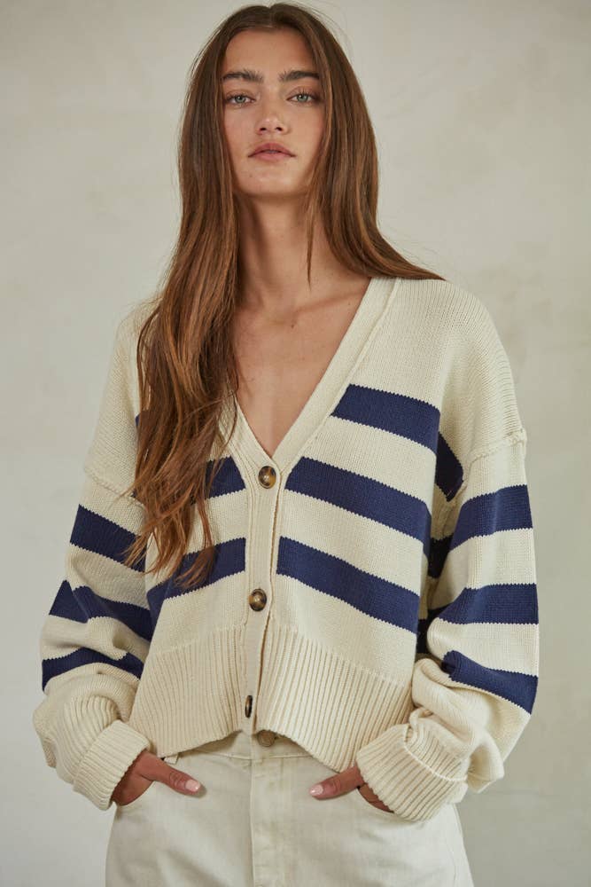 Olive Striped Cardigan