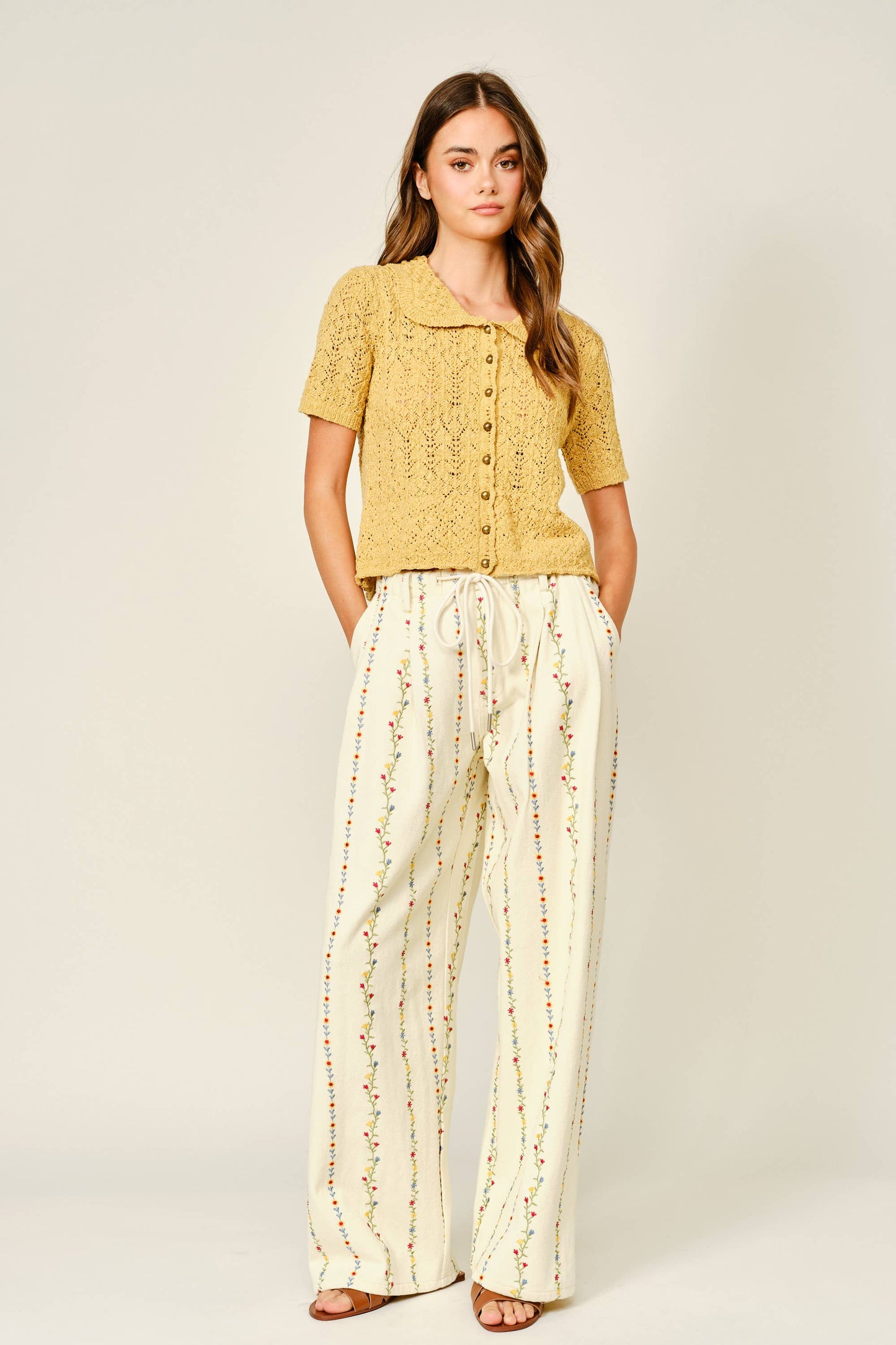 Madeline Floral Embroidered Pants