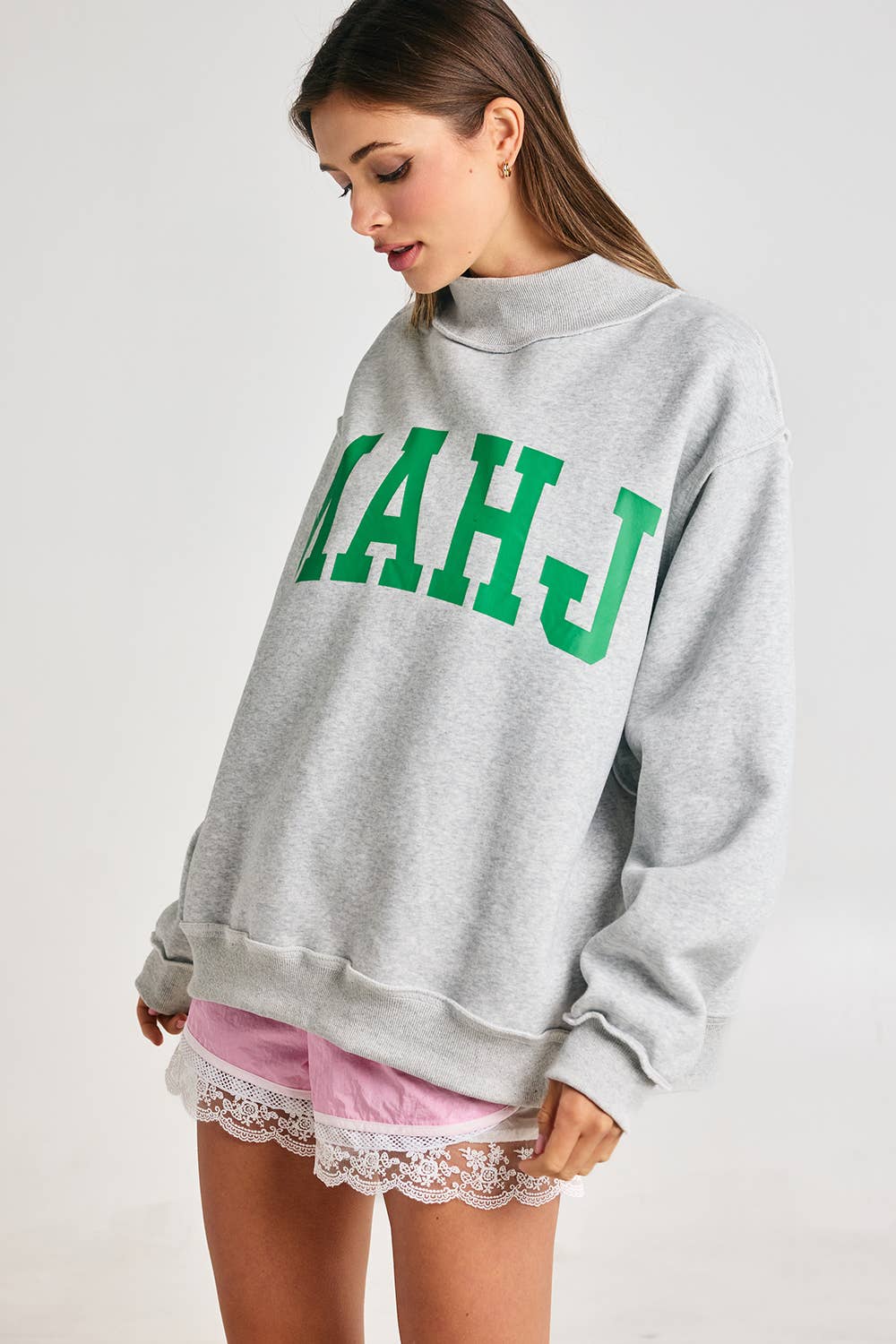 Reversible "MAHJ"&"BAM" Mock Neck Sweatshirt