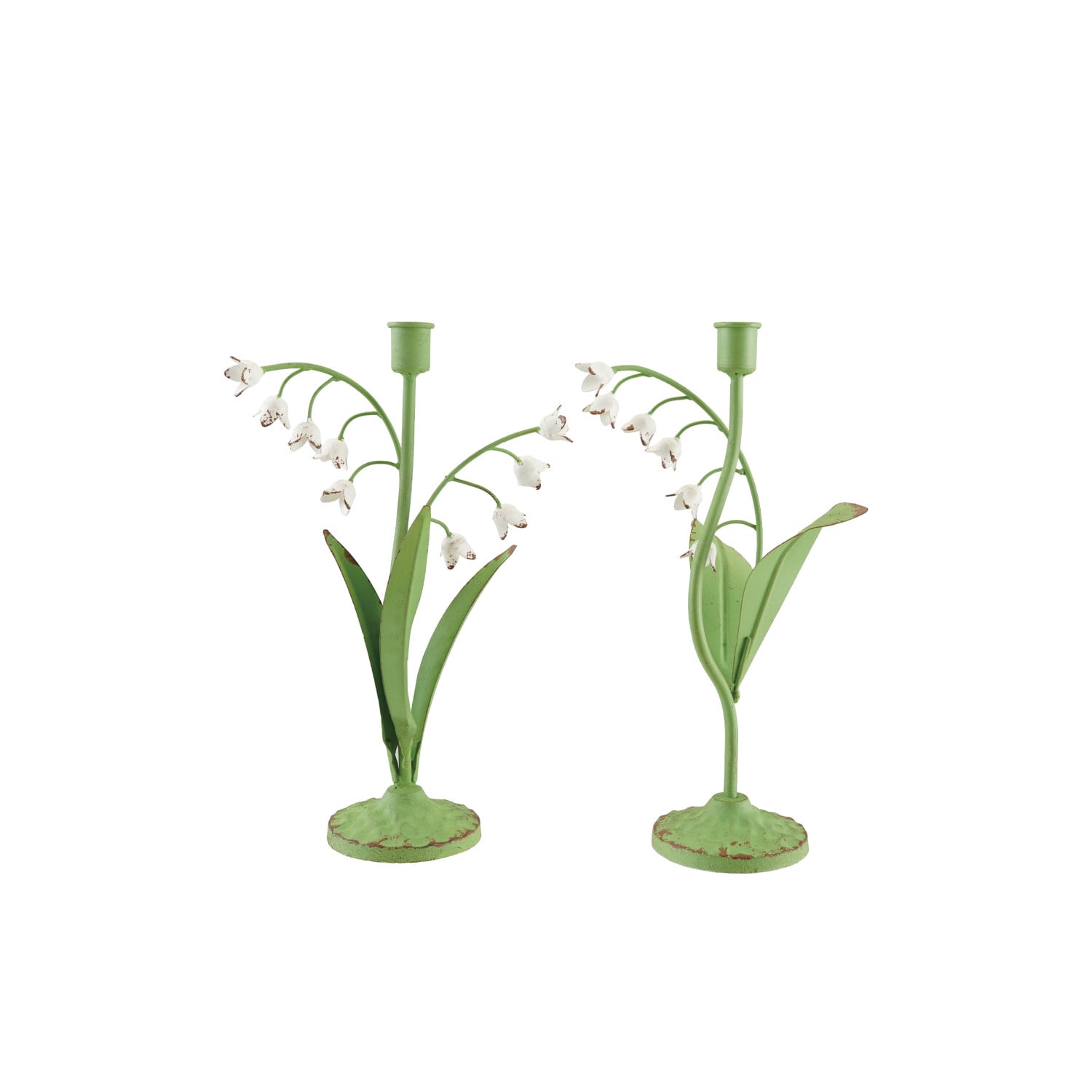Metal Vintage Reproduction Toleware Lily of the Valley Taper Holder, 2 Styles